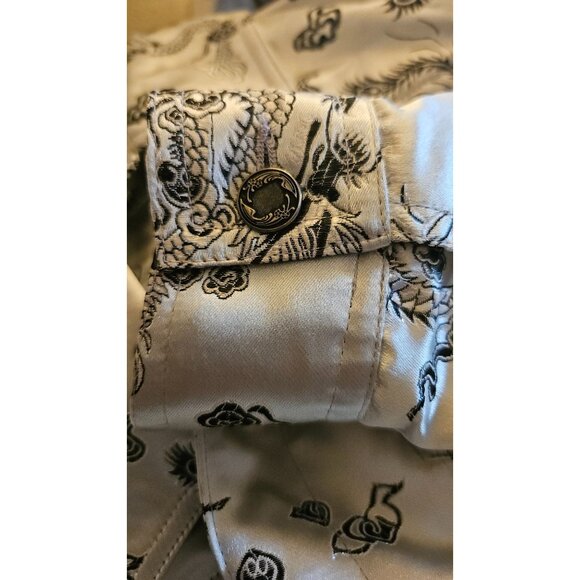 Vintage Savion Womens Satin Dragon Print Jacket PS Black & White - Picture 6 of 9